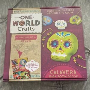 Rose Art One World Crafts Colorful Calavera Mask Sugar Skull Décor